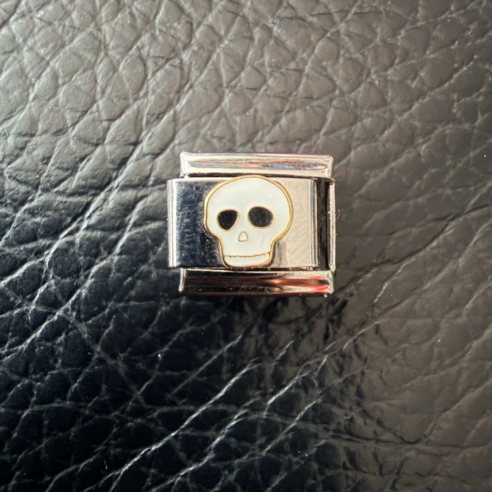 Italian Charm Link - Skull Head (silver tone)